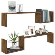 vidaXL Wall Shelves 2 pcs Smoked Oak 100x15x20 cm Engineered Wood