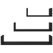 vidaXL Wall Display Shelf 3 pcs Black Engineered Wood