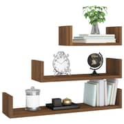 vidaXL Wall Display Shelves 3 pcs Brown Oak Engineered Wood