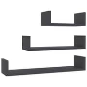 vidaXL Wall Display Shelf 3 pcs Grey Engineered Wood