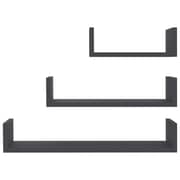 vidaXL Wall Display Shelf 3 pcs Grey Engineered Wood