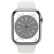 Apple Watch Series 8 GPS + Cellular 45mm Silver Aluminum Case with White Sport Band - Regular – Middle East Version