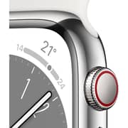 Apple Watch Series 8 GPS + Cellular 45mm Silver Aluminum Case with White Sport Band - Regular – Middle East Version