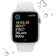 Apple Watch SE GPS + Cellular 44mm Silver Aluminum Case with White Sport Band - Regular – Middle East Version