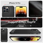 Spigen Rugged Armor (MagFit) compatible with MagSafe designed for iPhone 14 Pro case cover (2022) - Matte Black