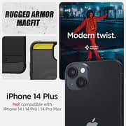 Spigen Rugged Armor (MagFit) compatible with MagSafe designed for iPhone 14 Plus case cover (2022) - Matte Black