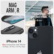 Spigen Mag Armor (MagFit) compatible with Magsafe designed for iPhone 14 case cover (2022) - Matte Black