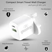 Glassology 30W USB A & C Dual Fast Charger Compact Smart Travel Wall Charger, 2 Port PD 3.0 USB C Power Adapter White