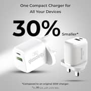 Glassology 30W USB A & C Dual Fast Charger Compact Smart Travel Wall Charger, 2 Port PD 3.0 USB C Power Adapter White