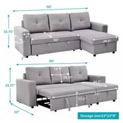 Galaxy Design Dewan Sofa Cum Bed With Caution Color Grey Size L x W x H 210 x 150 x 75 cm Model - GDF-S04GR.