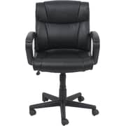 Galaxy Design Heavy Duty Leather Padded Mid Back Home Office Desk Chair With Armrest Black Color Size L x W x H 50 x 55 x 98 cm Model - GDF-J033.