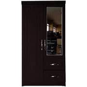 Galaxy Design 55L x 90W x 190H cm 2 Door Wooden Wardrobe Cabinet with Drawers & Mirror Chocolate Color GBFCH-622C