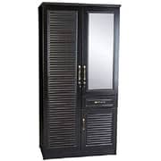 Galaxy Design Two Door Wooden Wardrobe / Cabinet With Mirror & Lockable Drawers Stripe Design Wenge Color Size L x W x H 90 X 55 X 210 cm Model - GDF8872.