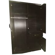 Galaxy Design Two Door Wooden Wardrobe / Cabinet With Mirror & Lockable Drawers Stripe Design Wenge Color Size L x W x H 90 X 55 X 210 cm Model - GDF8872.