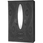 Galaxy Design 3 Door Wooden Cupboard/Wardrobe With Mirror & 2 Drawer Black Color Size L x W x H 150 x 55 x 200 cm Model - GDF8821-3BLK.