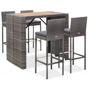 vidaXL 5 Piece Outdoor Bar Set Poly Rattan and Wood Acacia Grey