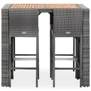 vidaXL 5 Piece Outdoor Bar Set Poly Rattan and Wood Acacia Grey