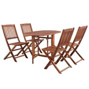 vidaXL 5 Piece Folding Outdoor Dining Set Solid Acacia Wood