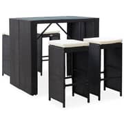 vidaXL 5 Piece Outdoor Bar Set Poly Rattan and Glass Black