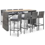 vidaXL 9 Piece Outdoor Bar Set Poly Rattan and Wood Acacia Grey