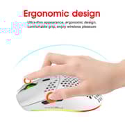 HXSJ T66 RGB 2.4G Wireless Gaming Mouse RGB Lighting Charging Mouse with Adjustable DPI Ergonomic Design for Desktop Laptop White
