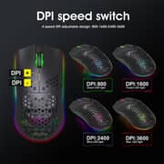HXSJ T66 RGB 2.4G Wireless Gaming Mouse RGB Lighting Charging Mouse with Adjustable DPI Ergonomic Design for Desktop Laptop Black
