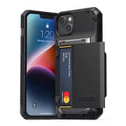 VRS Design Damda Glide Pro designed for iPhone 14 PLUS case cover wallet [Semi Automatic] slider Credit card holder Slot [3-4 cards] - Black Groove