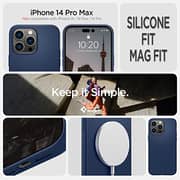 Spigen Silicone Fit (MagFit) compatible with MagSafe designed for iPhone 14 Pro Max case cover (2022) - Navy Blue