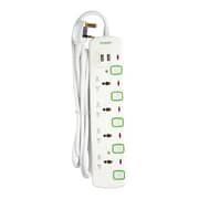 Terminator 4 Way Universal Power Extension Socket With 2 USB 2.1A, 3M Cable 13A Esma Approved