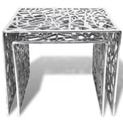 vidaXL Two Piece Side Tables Square Aluminium Silver