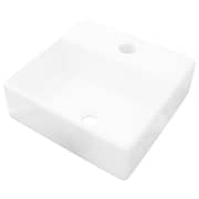 vidaXL Ceramic Bathroom Sink Basin with Faucet Hole White Square