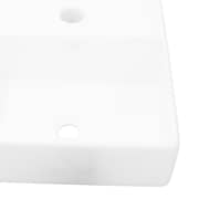 vidaXL Ceramic Bathroom Sink Basin with Faucet Hole White Square