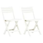 vidaXL Folding Garden Chairs 2 pcs Plastic White