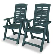 vidaXL Reclining Garden Chairs 2 pcs Plastic Green
