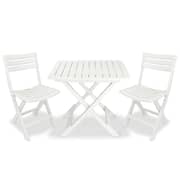 vidaXL 3 Piece Folding Bistro Set Plastic White