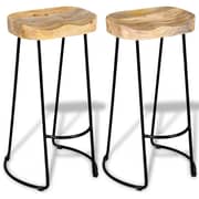 vidaXL Bar Stools 2 pcs Solid Mango Wood