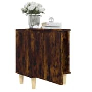vidaXL Bed Cabinet with Solid Wood Legs Smoked Oak 40x30x50 cm