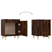 vidaXL Bed Cabinet with Solid Wood Legs Smoked Oak 40x30x50 cm