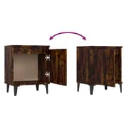 vidaXL Bed Cabinet with Metal Legs Smoked Oak 40x30x50 cm