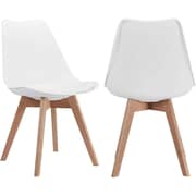 Galaxy Design Modern Dining Chair Plastic Shell With Leather Cushion on Seat & Wooden Legs Pack of 2 White Color Size L x W x H 41 x 40 x 83 cm Model - GDF-JEAM2.