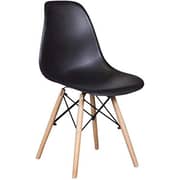 Galaxy Design Modern Dining Chair Plastic Shell With Wooden Legs Black Color Size L x W x H 41 x 40 x 83 cm Model - GDF-JEAM1.