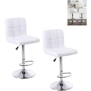 Galaxy Design Set Of 2 Adjustable Bar Stools PU Leather Swivel Lift Kitchen Counter Pub Chair White Color Size L x W x H 40 x 40 x 110 cm Model - GDF-J201.
