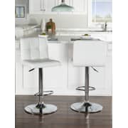 Galaxy Design Set Of 2 Adjustable Bar Stools PU Leather Swivel Lift Kitchen Counter Pub Chair White Color Size L x W x H 40 x 40 x 110 cm Model - GDF-J201.