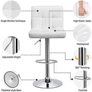 Galaxy Design Set Of 2 Adjustable Bar Stools PU Leather Swivel Lift Kitchen Counter Pub Chair White Color Size L x W x H 40 x 40 x 110 cm Model - GDF-J201.