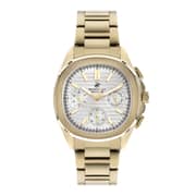 Beverly Hills Polo Club, BP3212X.130, Mens Analog Watch, White Dial Multi-Function 3 Hands Stainless Steel Gold Strap
