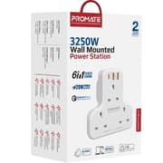 Promate 3-in-1 POWERHINGE3 Wall Mounted Power Strip 3250 Watts