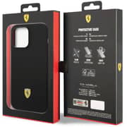 Ferrari Liquid Silicone Case Black With Metal Logo iPhone 14 Pro Max