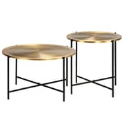 vidaXL Table Set 2 Pieces Brass-covered MDF