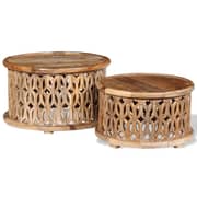 vidaXL Two Piece Coffee Table Set Solid Mango Wood