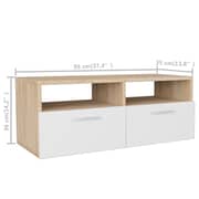 vidaXL TV Cabinet Engineered Wood 95x35x36 cm Oak and White